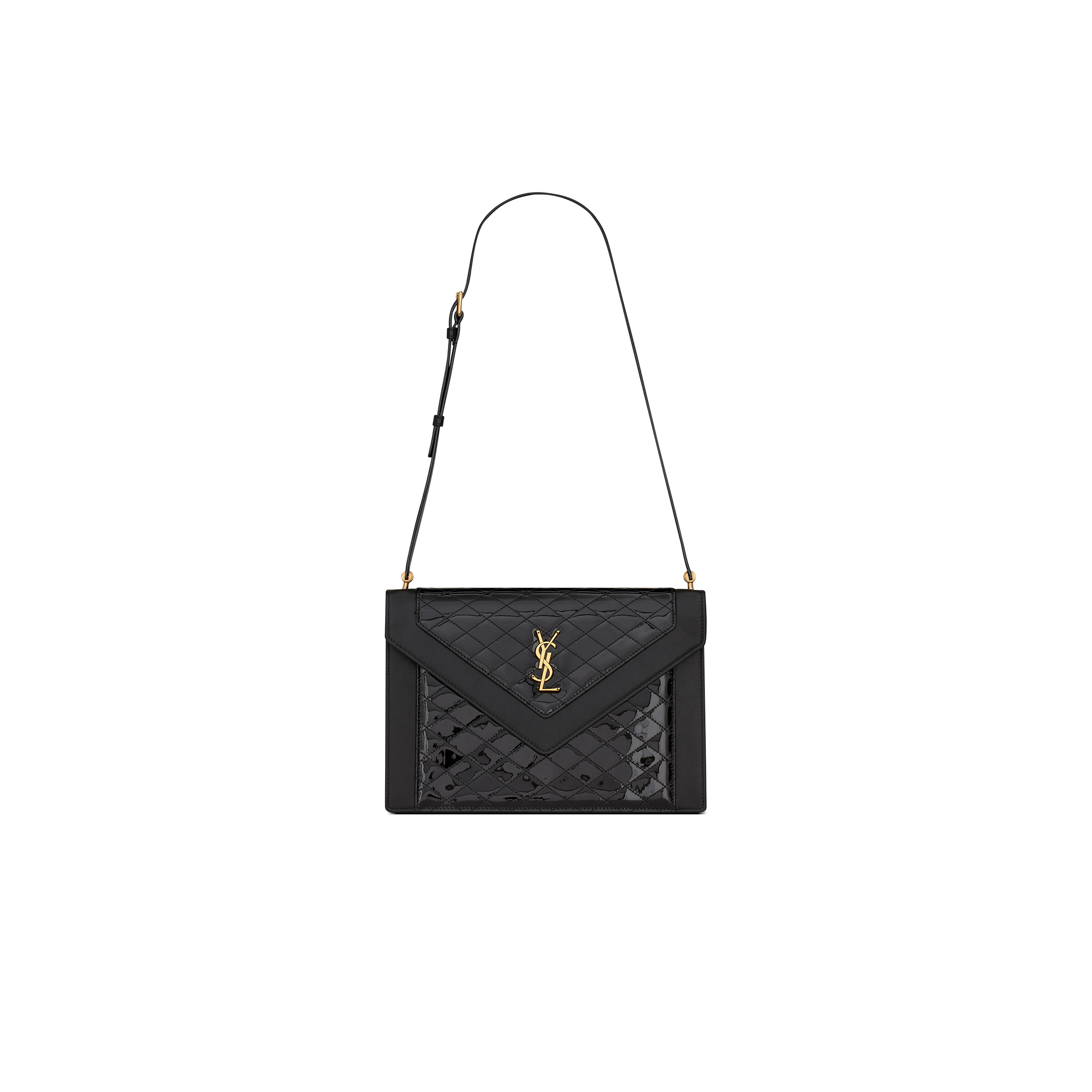 YSL GABY SATCHEL IN QUILTED LACQUERED LEATHER AND SMOOTH LEATHER 695503BMII71000 (26*18*5cm)